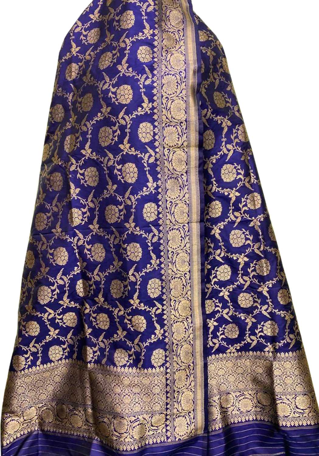 Exquisite Blue Banarasi Handloom Pure Katan Silk Dupatta - Luxurion World