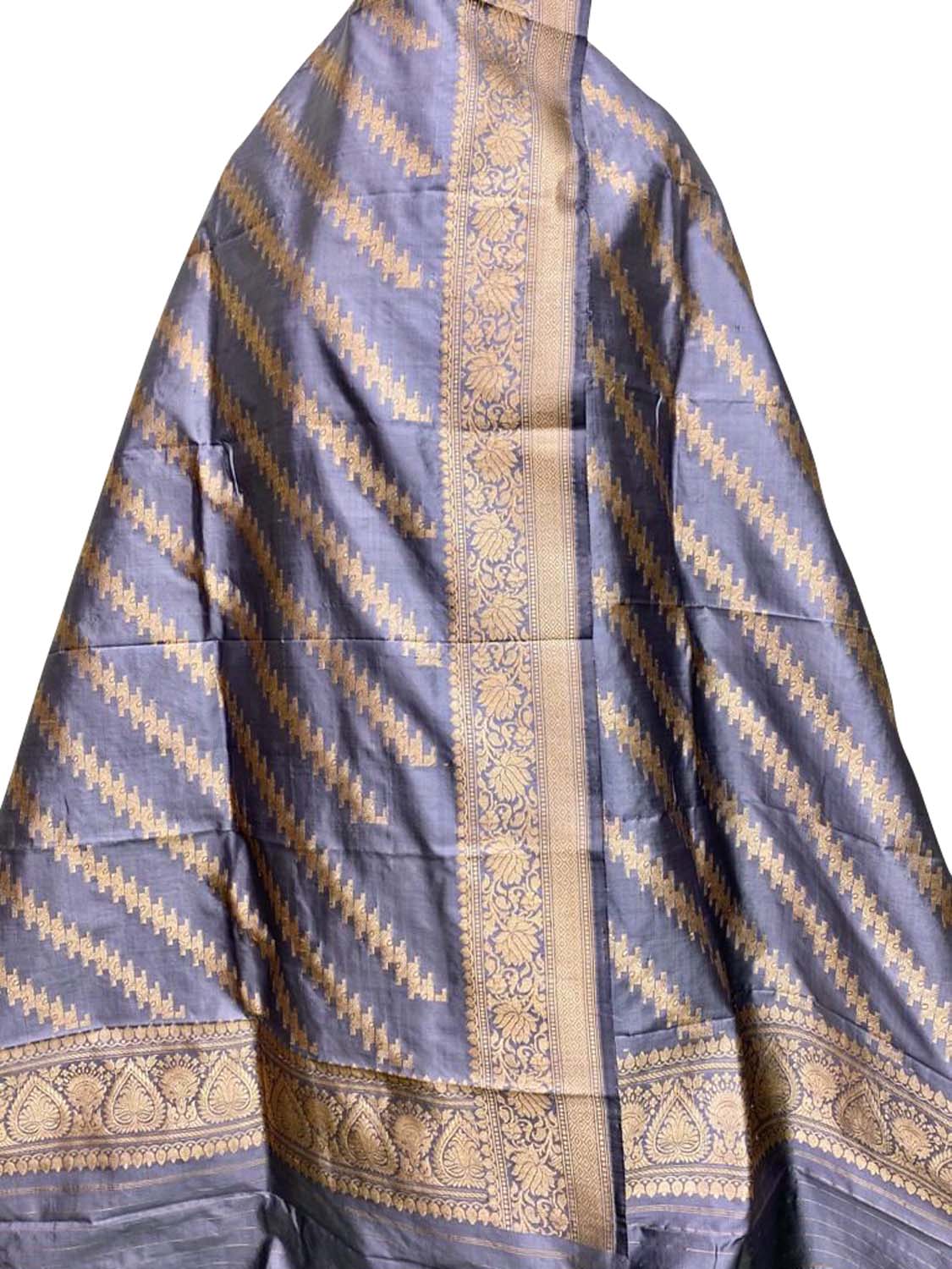 Exquisite Purple Banarasi Handloom Pure Katan Silk Dupatta - Luxurion World