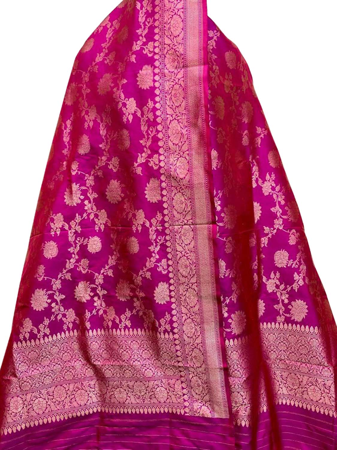 Elegant Pink Banarasi Handloom Pure Katan Silk Dupatta - Luxurion World