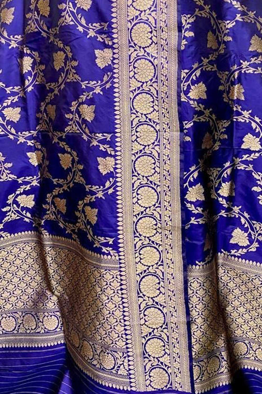 Elegant Blue Banarasi Handloom Pure Katan Silk Dupatta