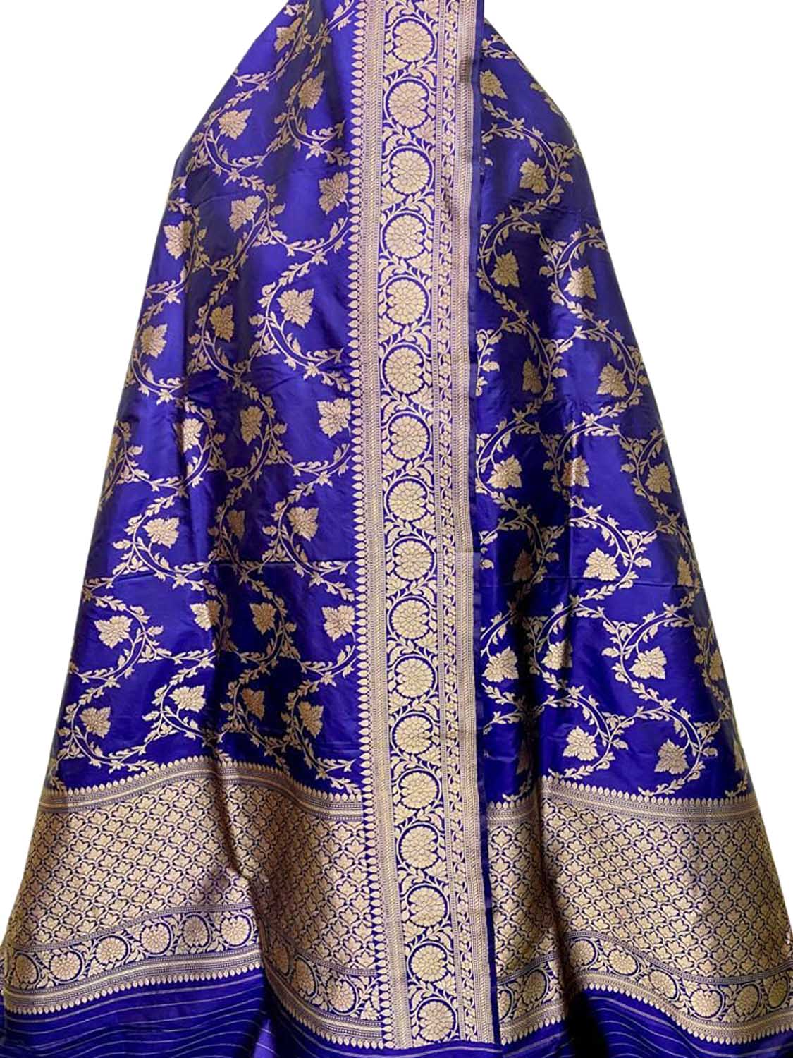 Elegant Blue Banarasi Handloom Pure Katan Silk Dupatta - Luxurion World