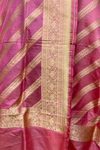 Elegant Pink Banarasi Handloom Pure Katan Silk Dupatta - Luxurion World
