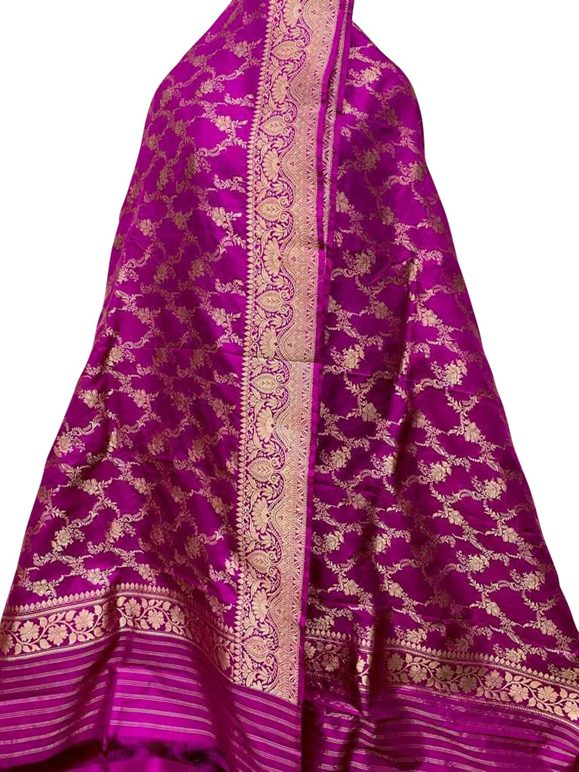 Elegant Pink Banarasi Handloom Pure Katan Silk Dupatta - Luxurion World
