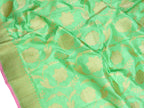 Green Handloom Banarasi Pure Katan Silk Dupatta - Luxurion World
