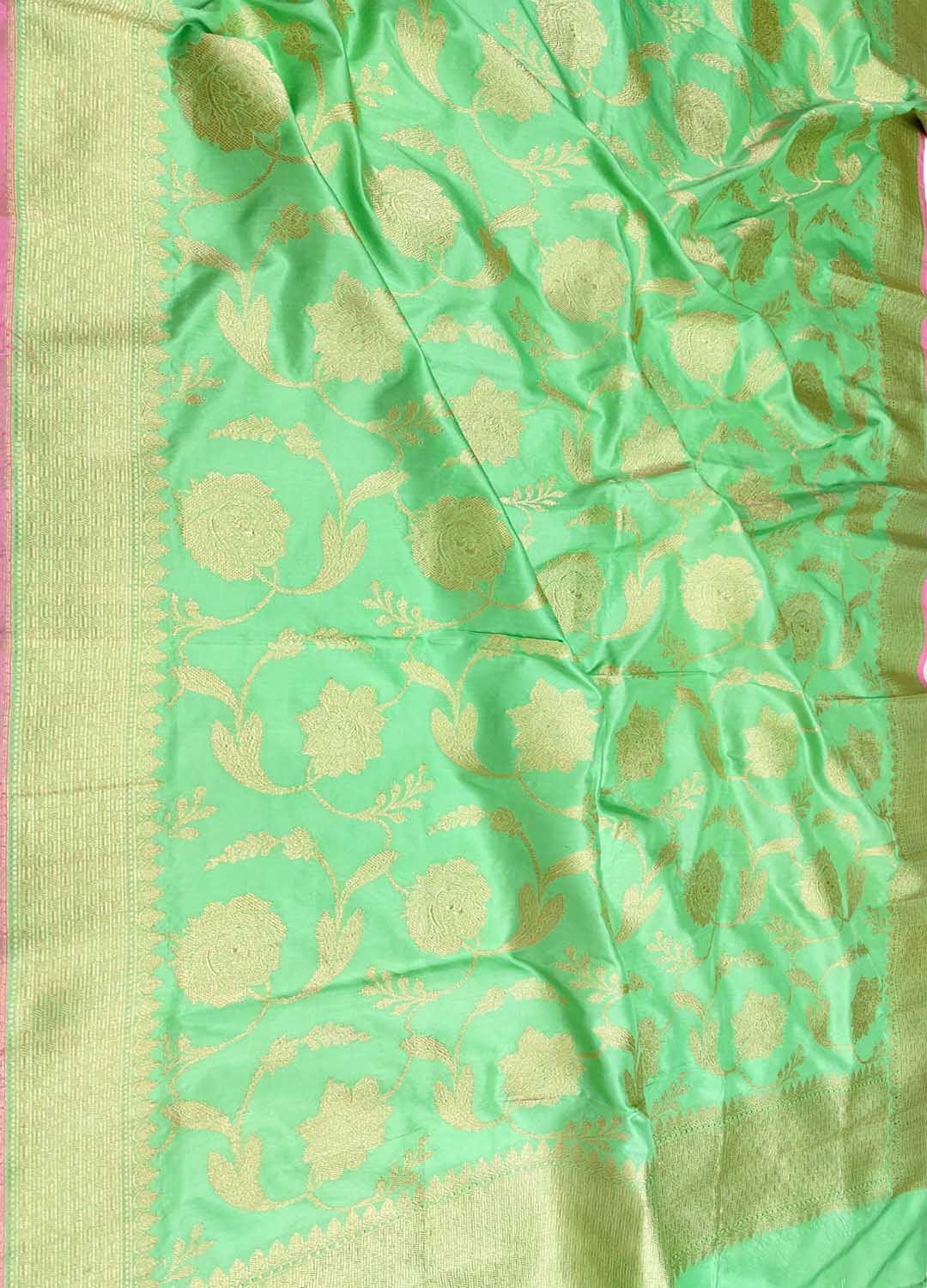 Green Handloom Banarasi Pure Katan Silk Dupatta - Luxurion World