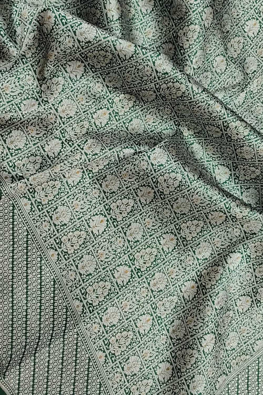 Green Handloom Banarasi Pure Katan Silk Dupatta - Luxurion World