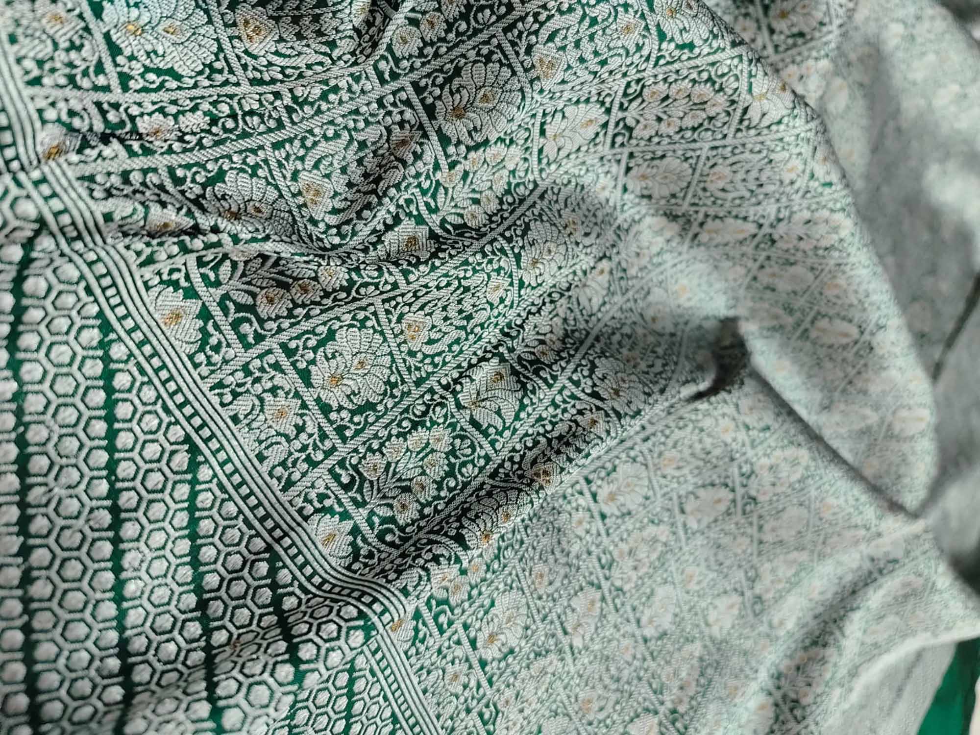 Green Handloom Banarasi Pure Katan Silk Dupatta - Luxurion World