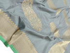 Grey Handloom Banarasi Pure Katan Silk Dupatta - Luxurion World