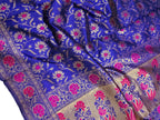 Blue Handloom Banarasi Pure Katan Silk Meenakari Dupatta - Luxurion World