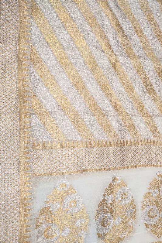 Dyeable Banarasi Handloom Pure Georgette Dupatta - Luxurion World