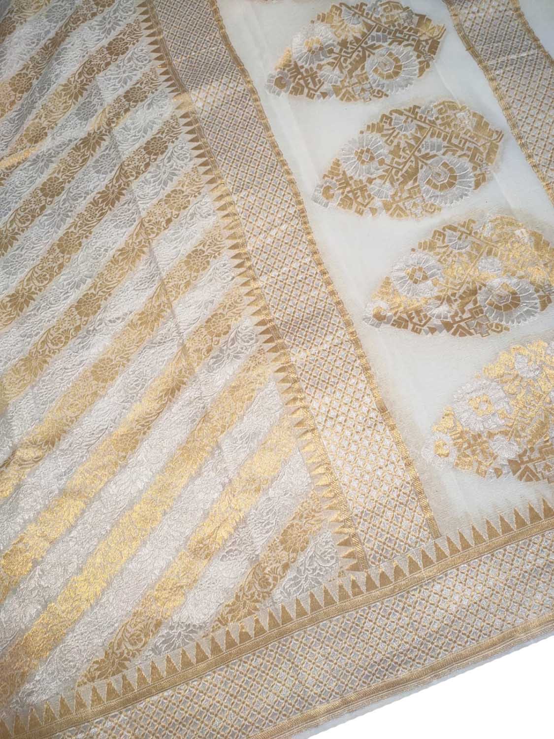 Dyeable Banarasi Handloom Pure Georgette Dupatta - Luxurion World