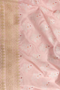 Pink Banarasi Handloom Pure Katan Silk Dupatta - Luxurion World