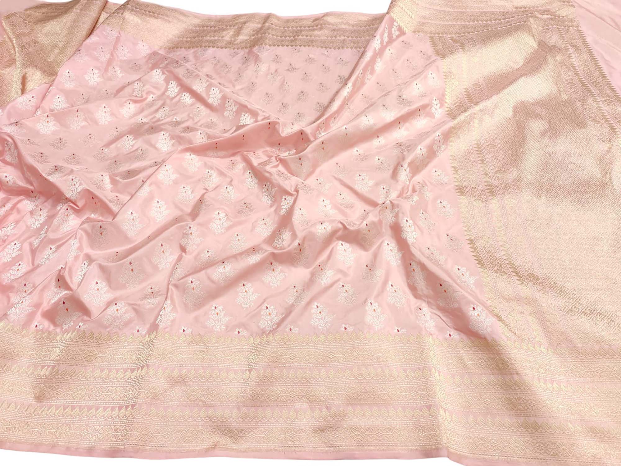 Pink Banarasi Handloom Pure Katan Silk Dupatta - Luxurion World