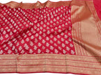 Red Banarasi Handloom Pure Katan Silk Dupatta - Luxurion World