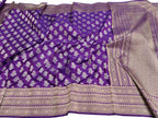 Purple Banarasi Handloom Pure Katan Silk Dupatta - Luxurion World