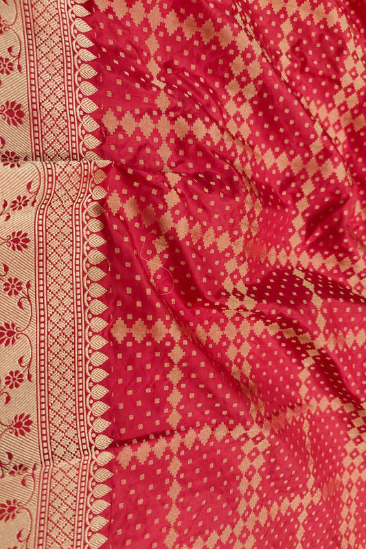 Red Banarasi Handloom Pure Katan Silk Dupatta