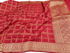 Red Banarasi Handloom Pure Katan Silk Dupatta - Luxurion World