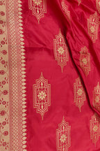 Red Banarasi Handloom Pure Katan Silk Dupatta - Luxurion World