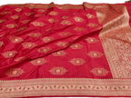 Red Banarasi Handloom Pure Katan Silk Dupatta - Luxurion World