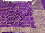 Purple Banarasi Handloom Pure Katan Silk Dupatta - Luxurion World