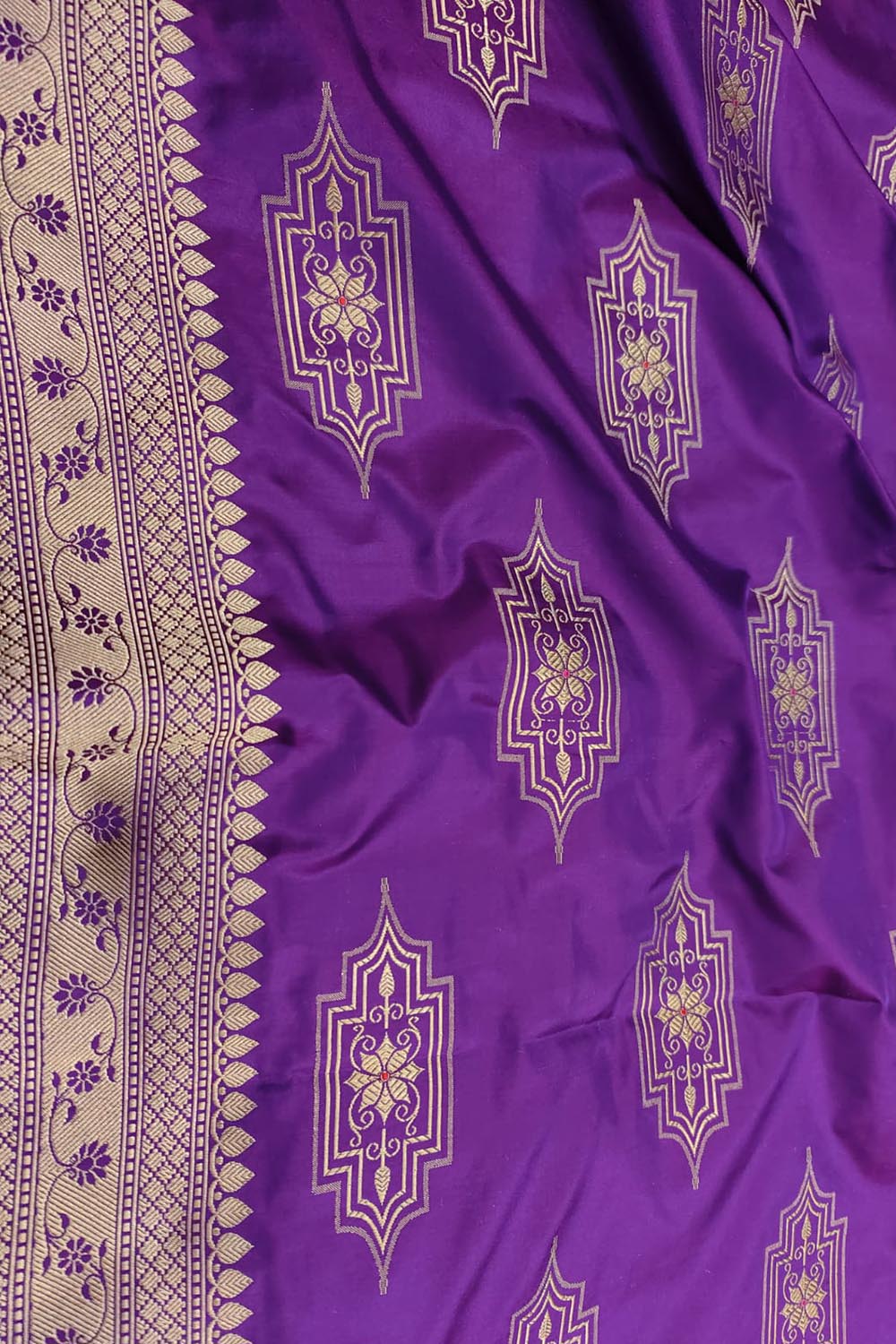 Purple Banarasi Handloom Pure Katan Silk Dupatta - Luxurion World