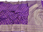 Purple Banarasi Handloom Pure Katan Silk Dupatta - Luxurion World