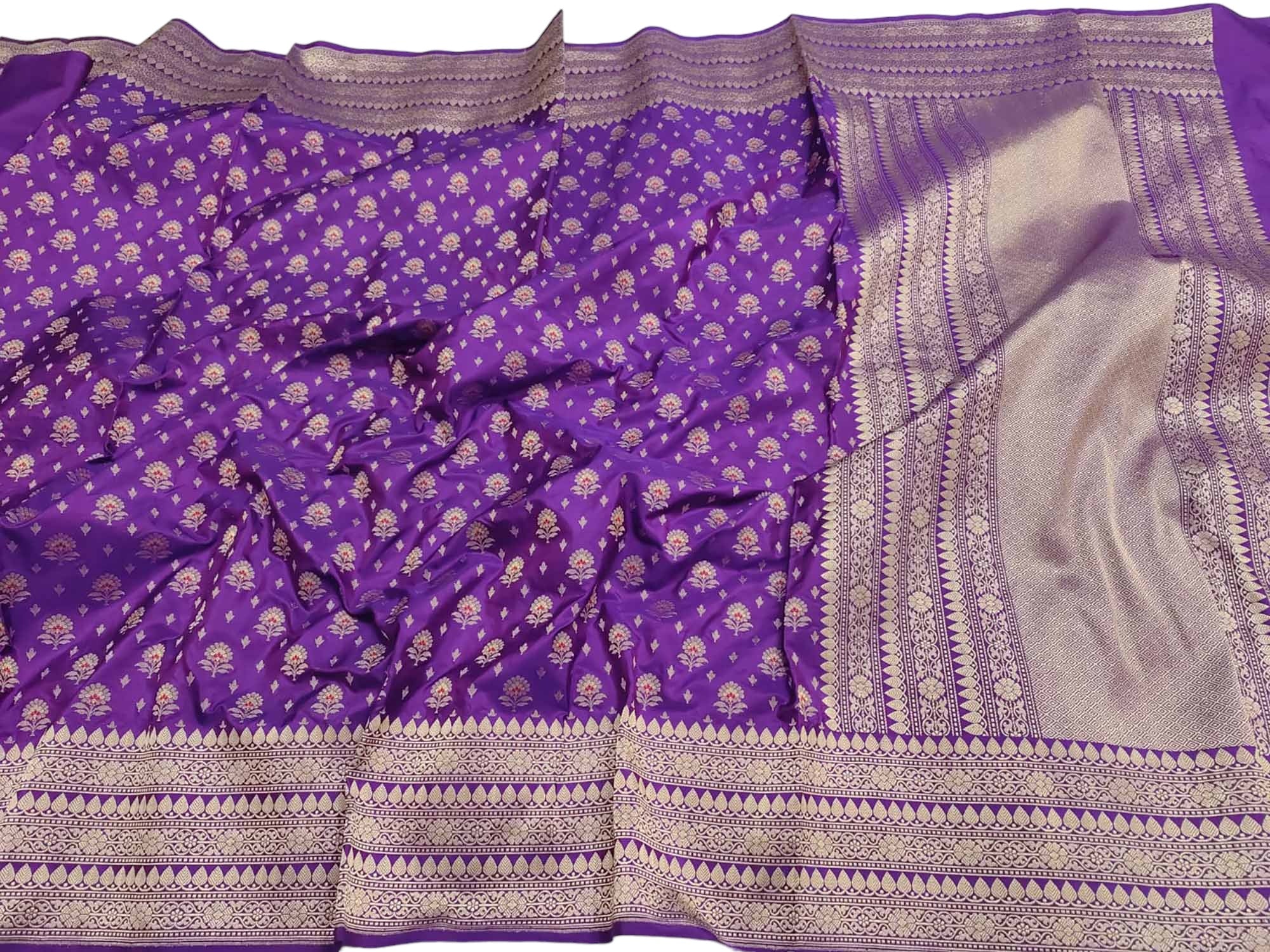 Purple Banarasi Handloom Pure Katan Silk Dupatta - Luxurion World