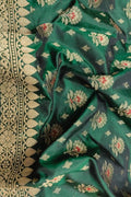 Green Banarasi Handloom Pure Katan Silk Dupatta - Luxurion World