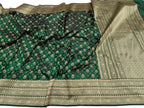 Green Banarasi Handloom Pure Katan Silk Dupatta - Luxurion World