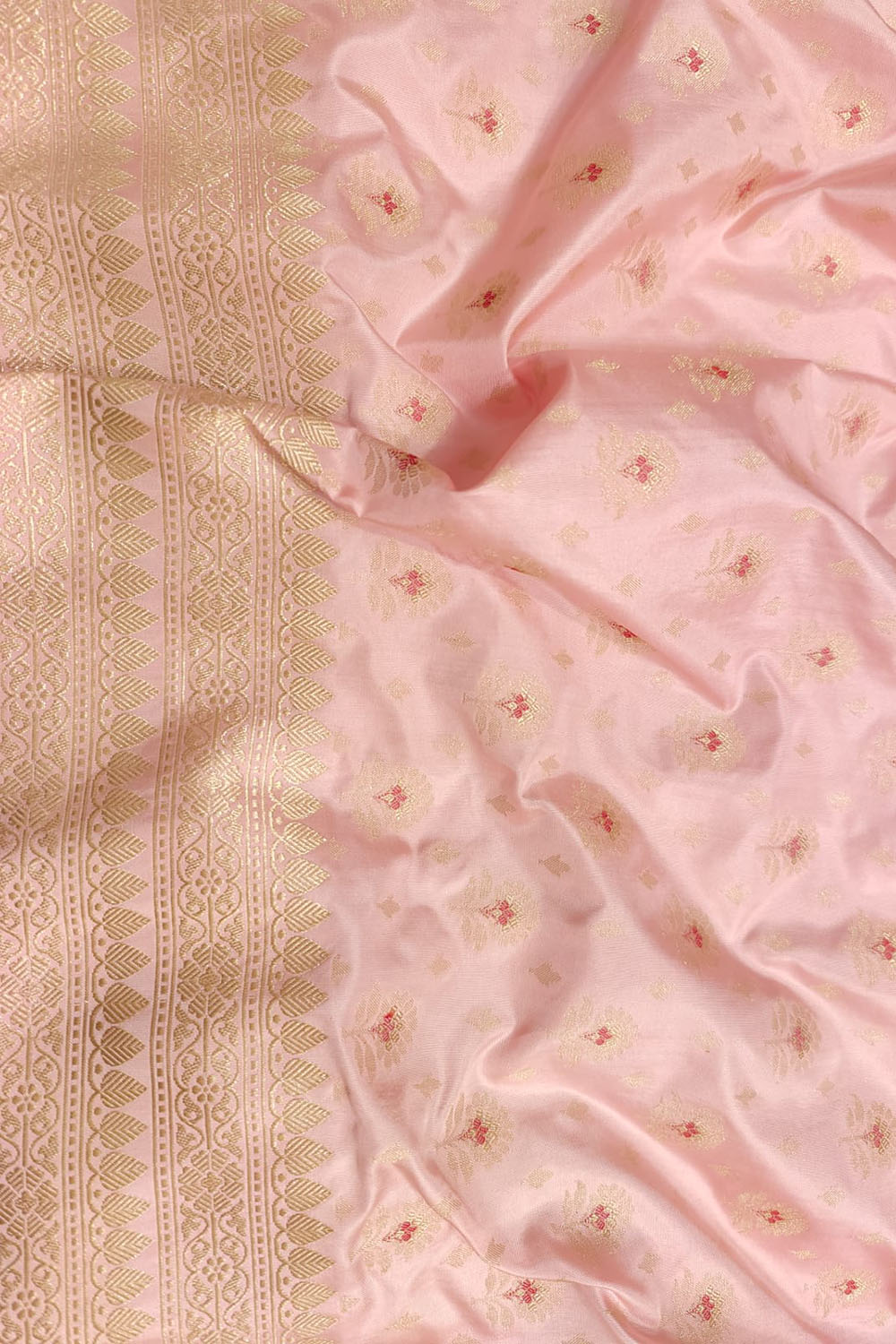 Pink Banarasi Handloom Pure Katan Silk Dupatta - Luxurion World