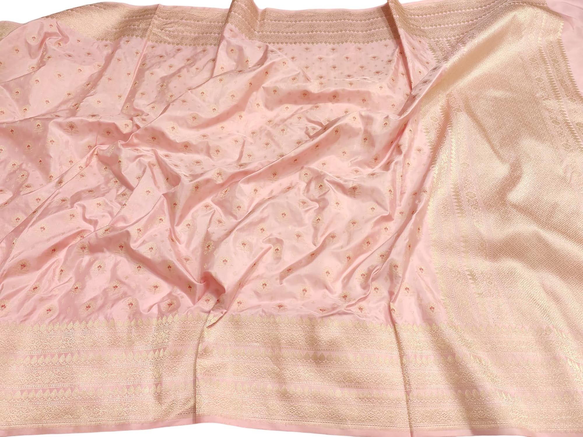 Pink Banarasi Handloom Pure Katan Silk Dupatta - Luxurion World