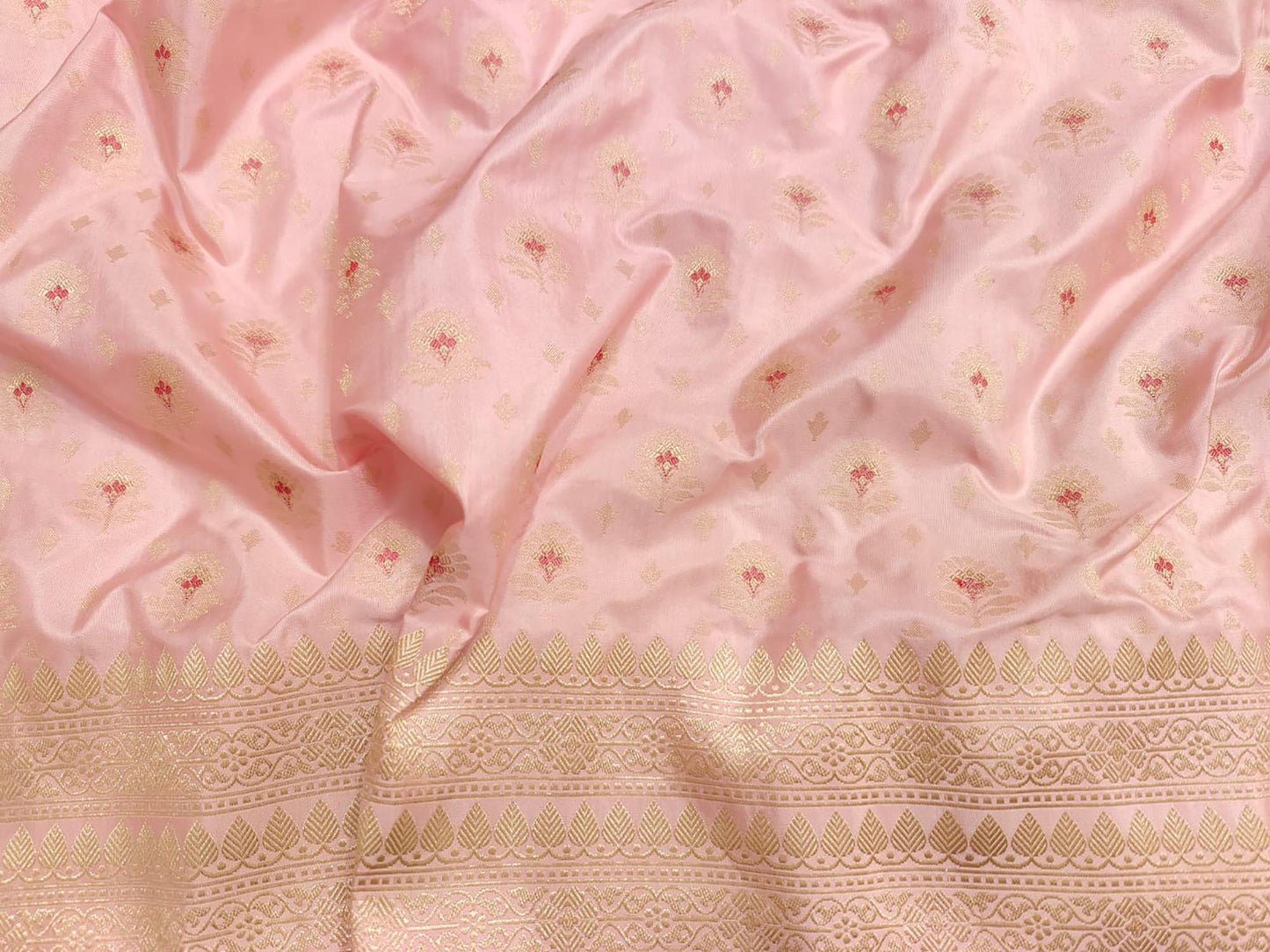 Pink Banarasi Handloom Pure Katan Silk Dupatta