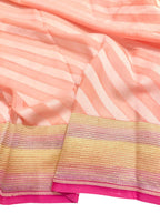 Peach Banarasi Handloom Georgette Dupatta - Luxurion World