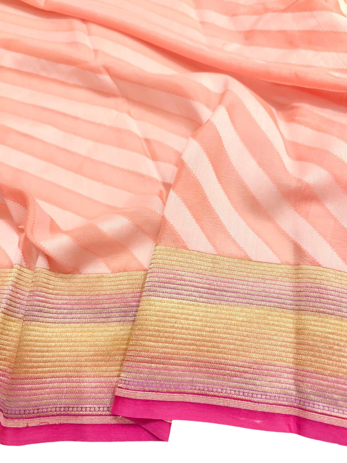 Peach Banarasi Handloom Georgette Dupatta - Luxurion World