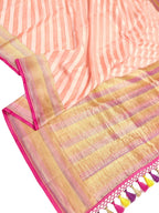Peach Banarasi Handloom Georgette Dupatta - Luxurion World