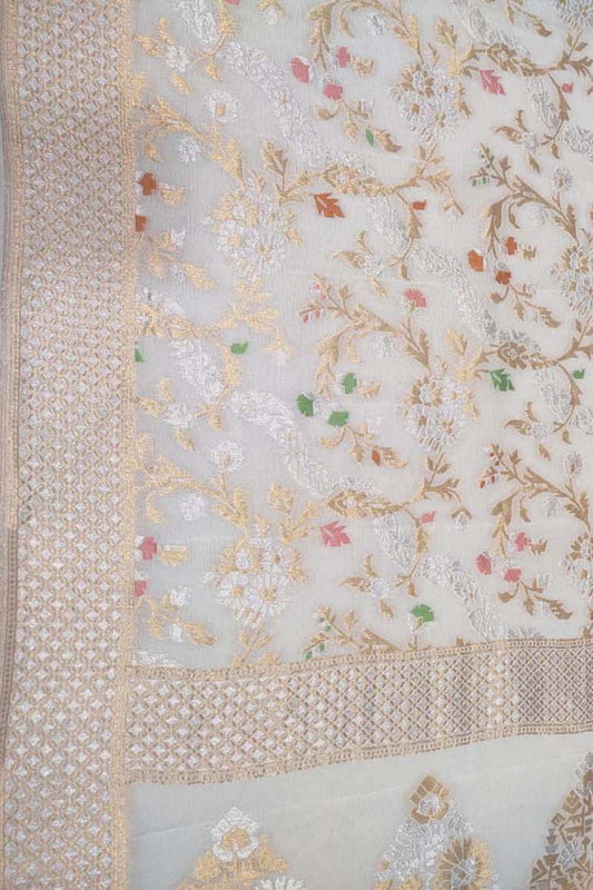 Dyeable Banarasi Handloom Pure Georgette Dupatta - Luxurion World