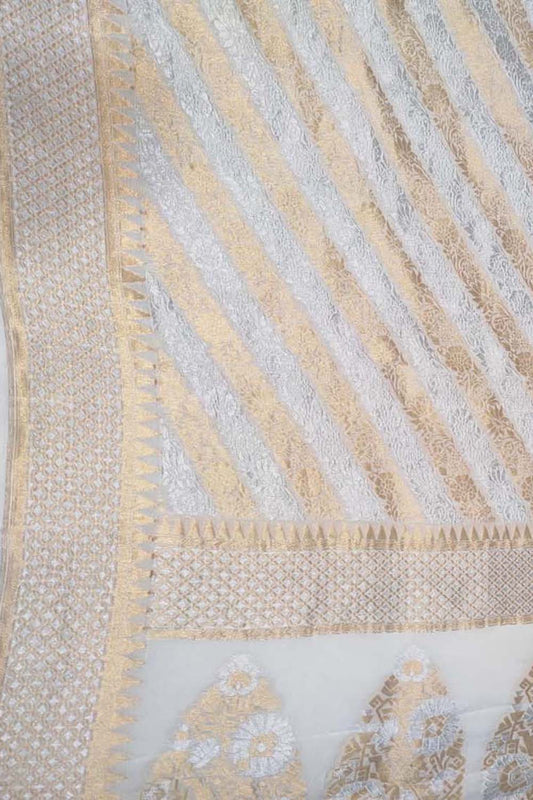 Dyeable Banarasi Handloom Pure Georgette Dupatta - Luxurion World