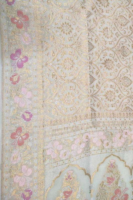 Dyeable Banarasi Handloom Pure Georgette Dupatta - Luxurion World