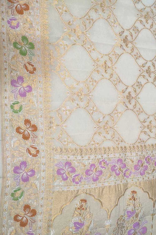 Dyeable Banarasi Handloom Pure Georgette Dupatta - Luxurion World