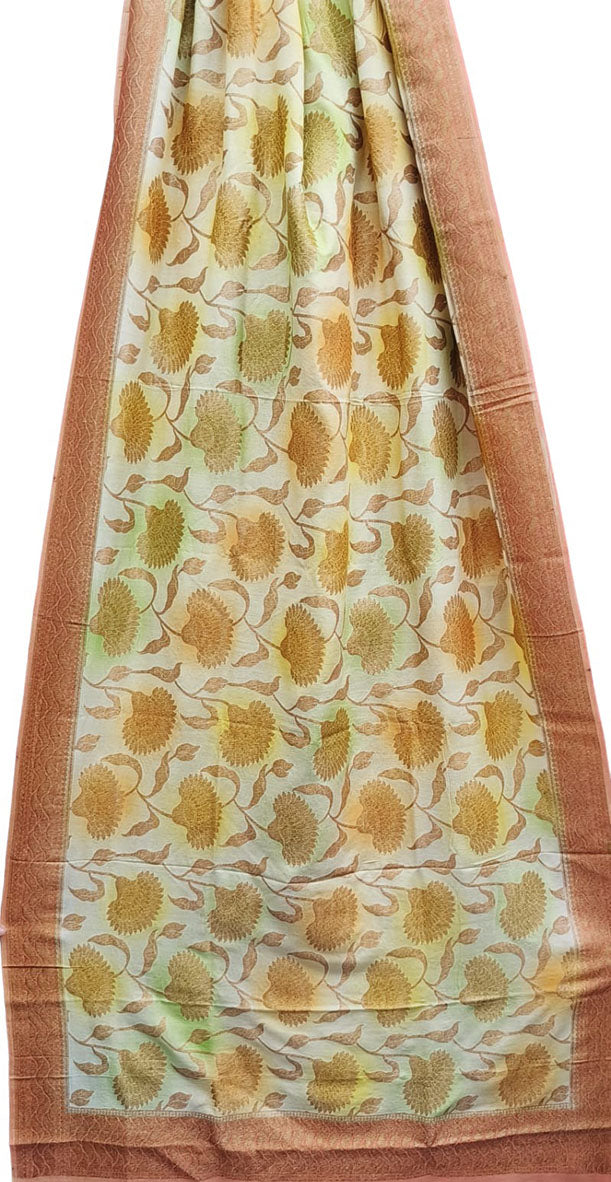 Multicolor Banarasi Handloom Moonga Silk Brush Dye Dupatta - Luxurion World