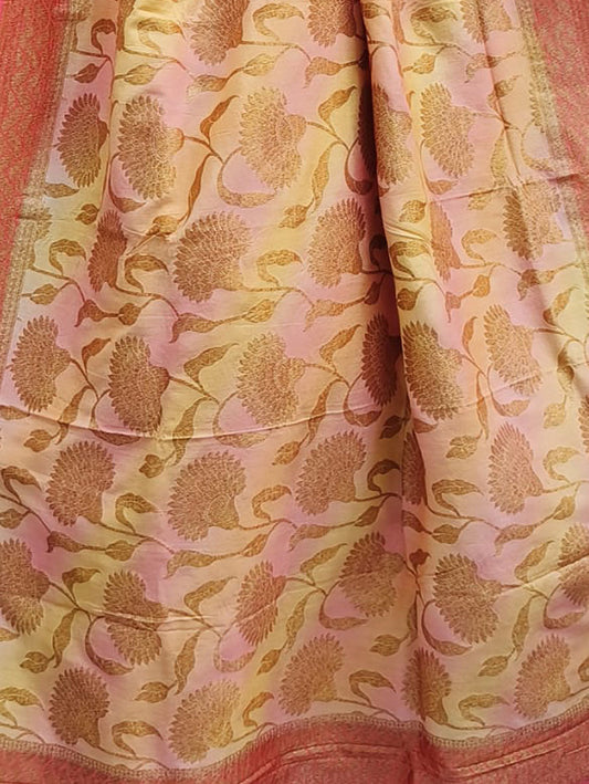 Multicolor Banarasi Handloom Moonga Silk Brush Dye Dupatta
