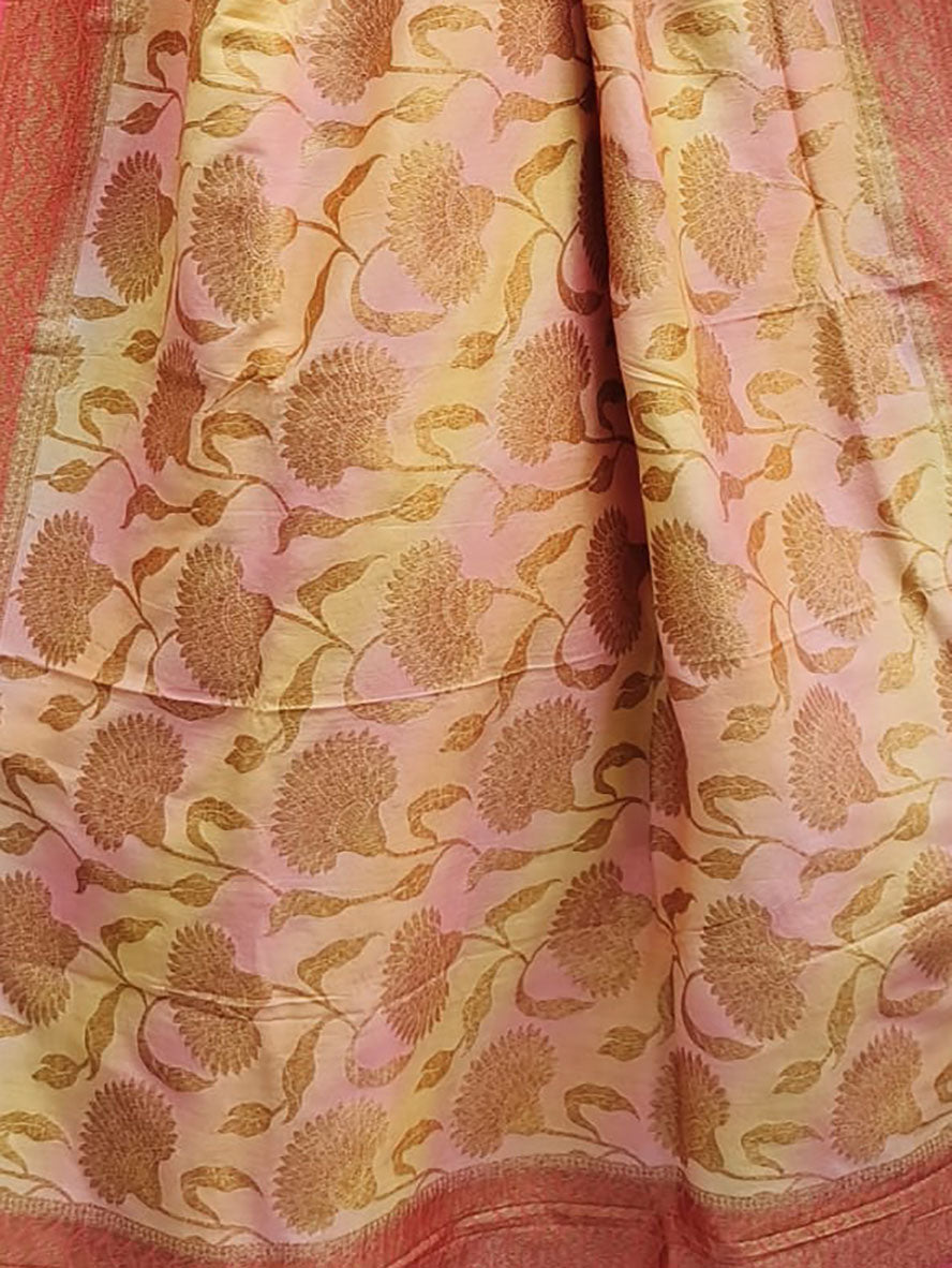 Multicolor Banarasi Handloom Moonga Silk Brush Dye Dupatta - Luxurion World