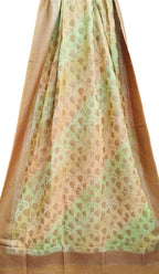 Multicolor Banarasi Handloom Moonga Silk Brush Dye Dupatta - Luxurion World