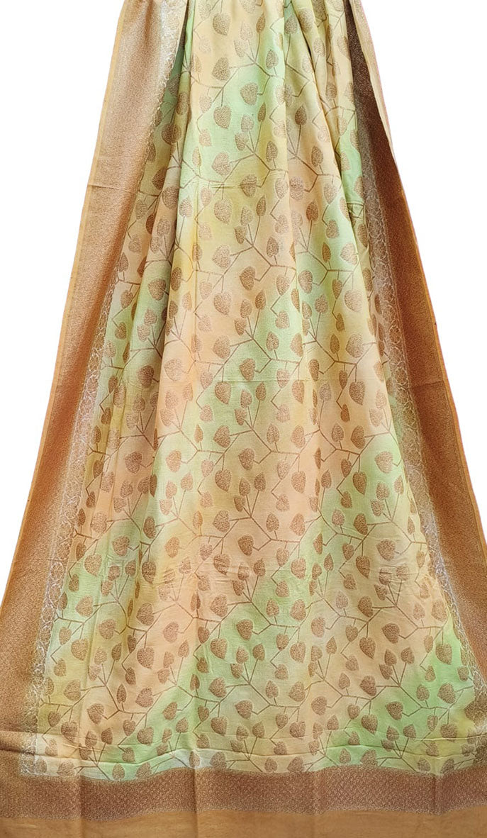 Multicolor Banarasi Handloom Moonga Silk Brush Dye Dupatta - Luxurion World