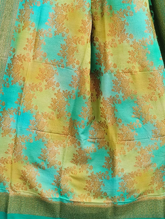 Multicolor Banarasi Handloom Moonga Silk Brush Dye Dupatta - Luxurion World