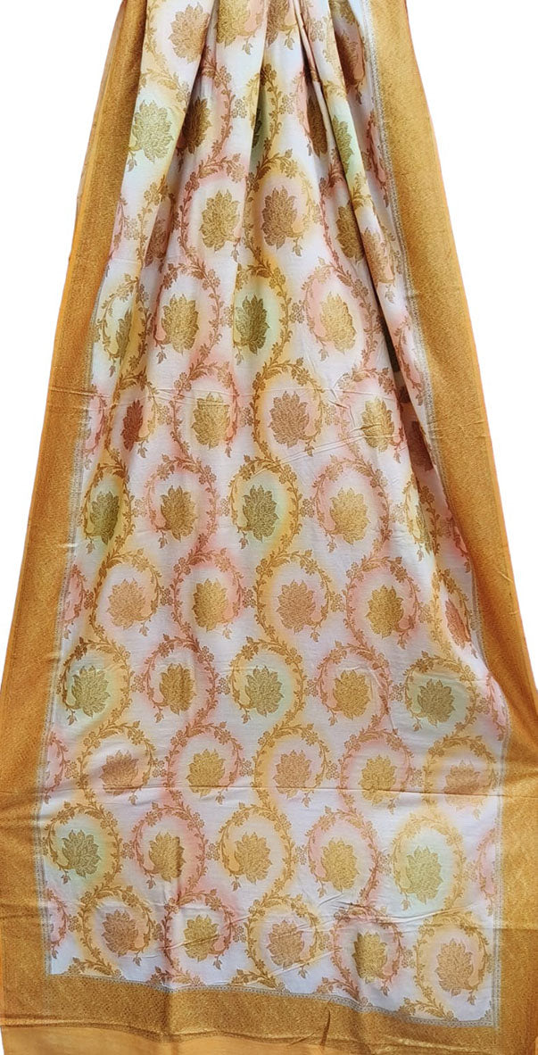 Multicolor Banarasi Handloom Moonga Silk Brush Dye Dupatta - Luxurion World
