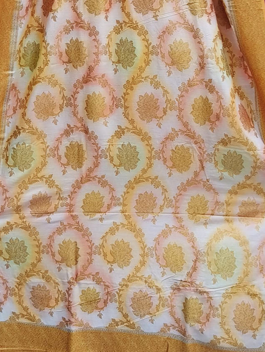 Multicolor Banarasi Handloom Moonga Silk Brush Dye Dupatta - Luxurion World