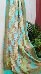 Multicolor Banarasi Handloom Georgette Brush Dye Dupatta - Luxurion World