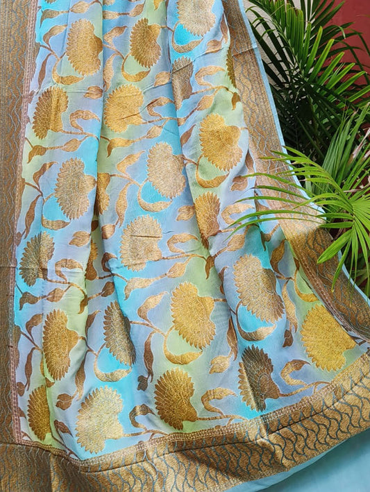 Multicolor Banarasi Handloom Georgette Brush Dye Dupatta