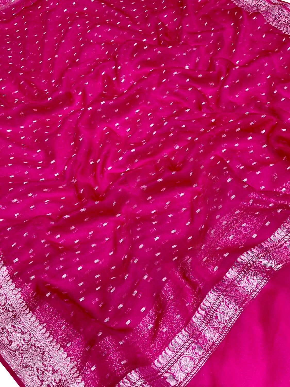 Elegant Pink Banarasi Silver Zari Chiffon Dupatta - Luxurion World